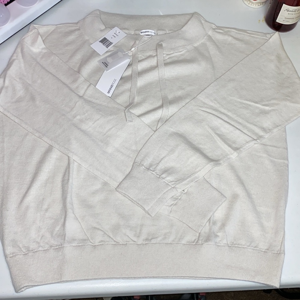 🌹 Minnie Rose Cotton & Cashmere Funnel neck Sweater XL Stone… - Picture 3 of 17